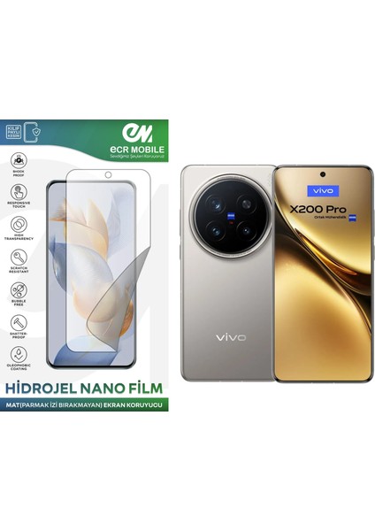 Vivo X200 Pro ile Uyumlu Hidrojel Nano Ekran Koruyucu Film Mat(Tempered Cam Değildir!)