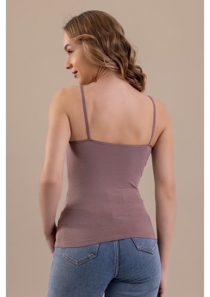 Ip Askılı Oval Yaka Pamuklu Basic Kadın Atlet 6305 Gül Kurusu fiyatları