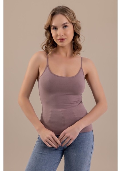 Ip Askılı Oval Yaka Pamuklu Basic Kadın Atlet 6305 Gül Kurusu fırsatları