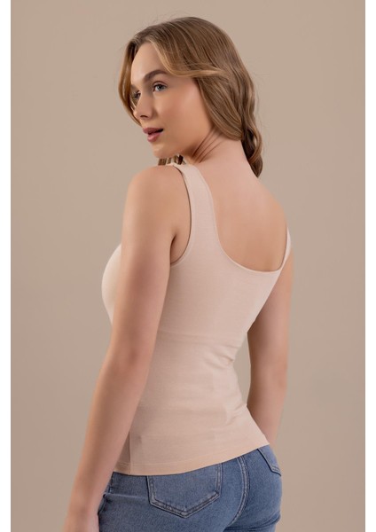 Kalın Askılı Kare Yaka Çıkarılabilir Pedli Sütyenli Kadın Atlet 6300 Ten Rengi modelleri