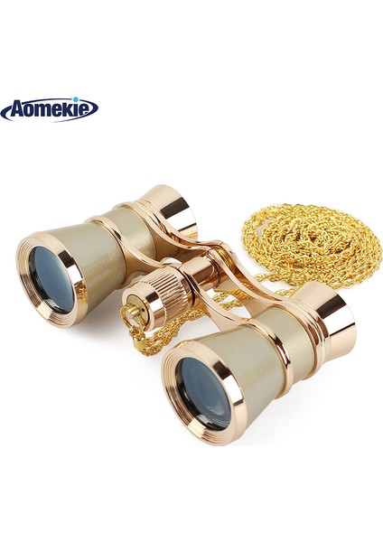 Aomekıe 3X25 Opera Gözlük Dürbün Metal Gövde Zincir/saplı Optik Lens Tiyatro Teleskopu Retro Tasarım Kadın Kız Hediye (Yurt Dışından)