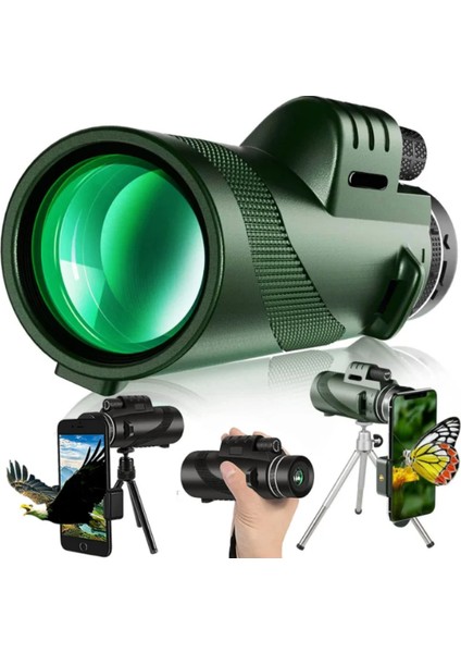 Uzaktan Taşınabilir Monoküler Teleskop 80 * 100 Yüksek Çözünürlüklü Akıllı Telefon Standı ve Tripod Dürbünlü Yüksek Büyütme (Yurt Dışından) fırsatları
