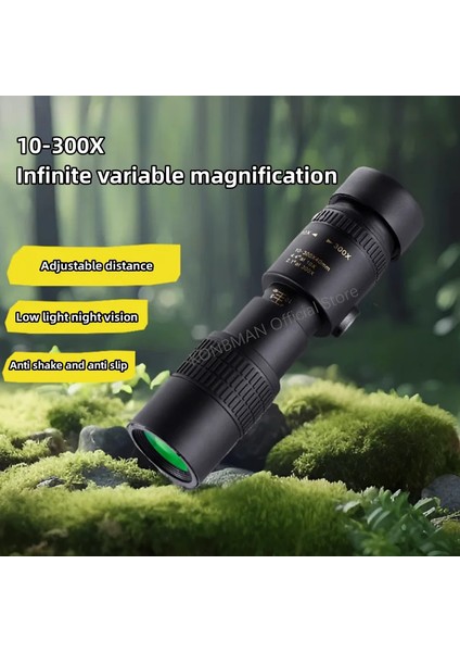10-300X40 Zoom Monoküler Teleskop Kademesiz Zoom Uzaktan Kumandalı Teleskop Telefon Klipsli Avcılık Açık Hava Kamp Hediyesi (Yurt Dışından)