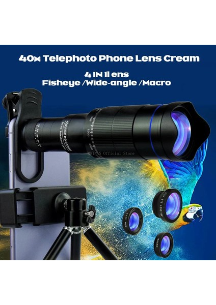Hd 40X Zoom Teleskop Telefoto Lens Monoküler Telefon Kamera Lens Mini Metal Teleskop Mobil Telefoto Lens Kamp Turizmi Için (Yurt Dışından)