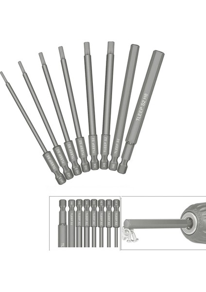 Adet 1/4 "hex Shank Kafa Allen Anahtarı Tornavida Soket Bit Metrik Manyetik Tornavida Uçları Seti (Yurt Dışından)
