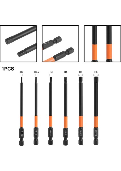100MM Altıgen Tornavida Ucu -H2-H6 Iç Altıgen Kafa 1/4'' Shank Manyetik Altıgen Kafa -Allen Anahtarı Matkap Uçları Seti Onarım Araçları (Yurt Dışından)