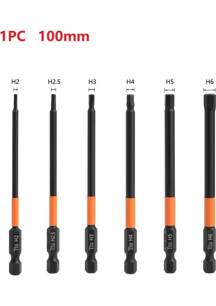 100MM Altıgen Tornavida Ucu -H2-H6 Iç Altıgen Kafa 1/4'' Shank Manyetik Altıgen Kafa -Allen Anahtarı Matkap Uçları Seti Onarım Araçları (Yurt Dışından)