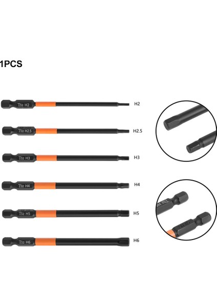 100MM Altıgen Tornavida Ucu -H2-H6 Iç Altıgen Kafa 1/4'' Shank Manyetik Altıgen Kafa -Allen Anahtarı Matkap Uçları Seti Onarım Araçları (Yurt Dışından)