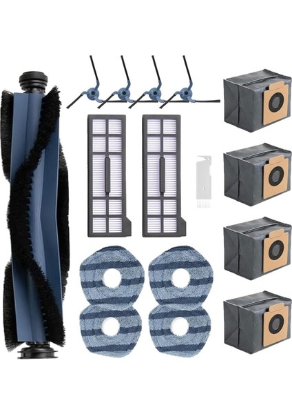 X10 Pro Omni Robot Süpürge Için Yıkanabilir ve Tekrar Kullanılabilir Ana Yan Fırça Hepa Filtre Paspas Bezi Toz Torbaları (Yurt Dışından)