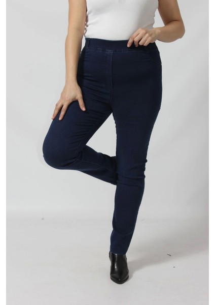 R001 Beli Lastikli Esnek Büyük Beden Mevsimlik Mavi Kot Pantolon fiyatları