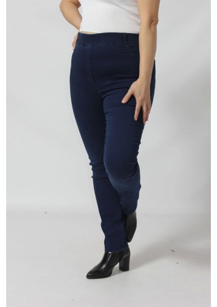 R001 Beli Lastikli Esnek Büyük Beden Mevsimlik Mavi Kot Pantolon fırsatları