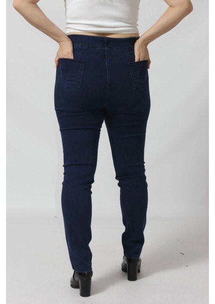 R001 Beli Lastikli Esnek Büyük Beden Mevsimlik Mavi Kot Pantolon indirimleri