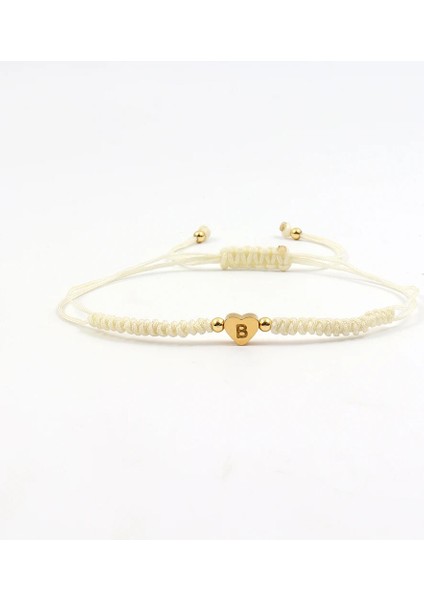 K Tarzı No.1 Boyutu Moda Yeni Kalp Şeklinde A-Z Harfler Bilezik Kadın Mizaç El Yapımı Örgü Ayarlanabilir Halat Bilezik Kadınlar Takı Için (Yurt Dışından)