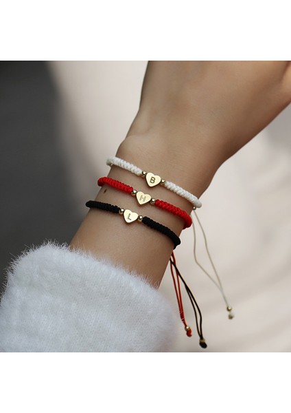 K Tarzı No.1 Boyutu Moda Yeni Kalp Şeklinde A-Z Harfler Bilezik Kadın Mizaç El Yapımı Örgü Ayarlanabilir Halat Bilezik Kadınlar Takı Için (Yurt Dışından) fiyatları