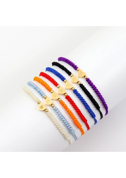 K Tarzı No.1 Boyutu Moda Yeni Kalp Şeklinde A-Z Harfler Bilezik Kadın Mizaç El Yapımı Örgü Ayarlanabilir Halat Bilezik Kadınlar Takı Için (Yurt Dışından) fırsatları