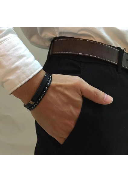 18Cm Tarzı Tanrı Adı Iş Erkek Özel Ad Mencharm Bilezik Paslanmaz Çelik Deri Moda Kadın Küba Bilezik Ayarlanabilir Uzunluk Erkek (Yurt Dışından)