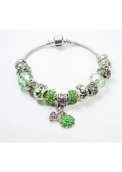 21Cm Tarzı B15384 Annapaer Yeşil Murano Cam Boncuk Moda Takılar Fit Orijinal Bilezik Pulseiras Feminina Kadınlar Için Dıy Takı (Yurt Dışından)