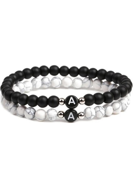 Siyah Stil L Boyutu Siyah Beyaz Taş 26 Harfler Bilezik El Yapımı Dıy Kadın Erkek Çift Takı Dostluk Şanslı Boncuk Bilezik Çocuklar Aile (Yurt Dışından) fiyatları
