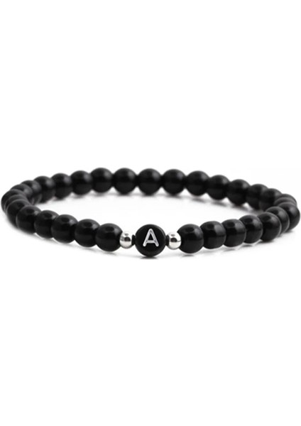 Siyah Stil L Boyutu Siyah Beyaz Taş 26 Harfler Bilezik El Yapımı Dıy Kadın Erkek Çift Takı Dostluk Şanslı Boncuk Bilezik Çocuklar Aile (Yurt Dışından) fırsatları