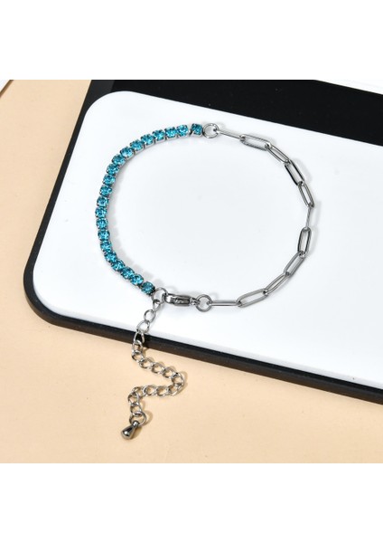 Xn152-Mavı Zmzy Lüks Kristal Cz Tenis Bilekliği Bileklik Kadınlar Için Clatainless Çelik Zincir Bilezikler Düğün Moda Takı (Yurt Dışından) fırsatları