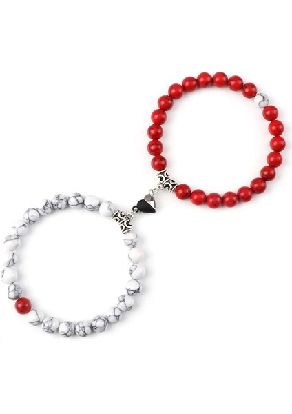 Beyaz Kırmızı Sıcak Satış Et Boncuklu Bilezik Severler Için Doğal Taş Mesafe Kalp Mıknatıs Çift Bilezik Dostluk Moda Takı (Yurt Dışından)