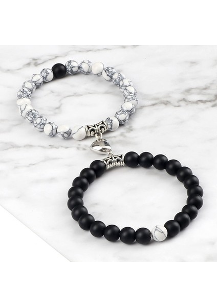 Beyaz Kırmızı Sıcak Satış Et Boncuklu Bilezik Severler Için Doğal Taş Mesafe Kalp Mıknatıs Çift Bilezik Dostluk Moda Takı (Yurt Dışından) fiyatları