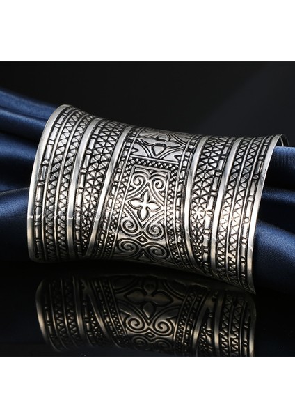 1 Adet Boho Etnik Vintage Metal Renk Çiçek Oyma Totem Açık Uçlu Manşet Bileklik Haçlı Bilezik Kolçaklı Kadınlar Takı (Yurt Dışından) modelleri