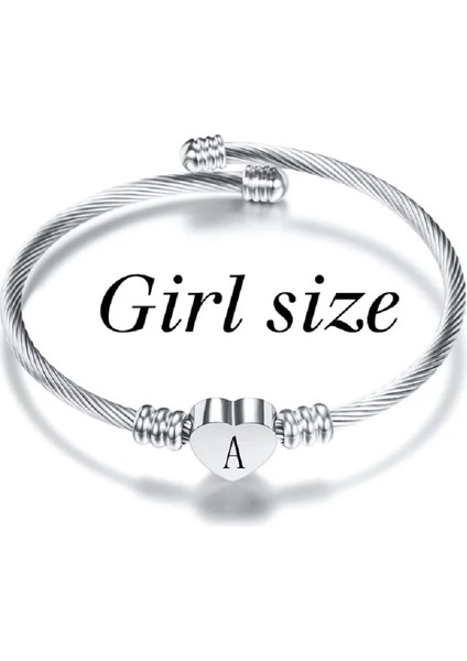 L Boyutu Sevimli Çocuklar Ilk Alfabe Harf Paslanmaz Çelik Çocuk Takı Manşet Kalp Charm Bilezik Küçük Kız (Yurt Dışından) fiyatları