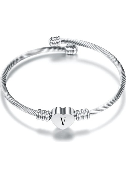 L Boyutu Sevimli Çocuklar Ilk Alfabe Harf Paslanmaz Çelik Çocuk Takı Manşet Kalp Charm Bilezik Küçük Kız (Yurt Dışından) indirimleri