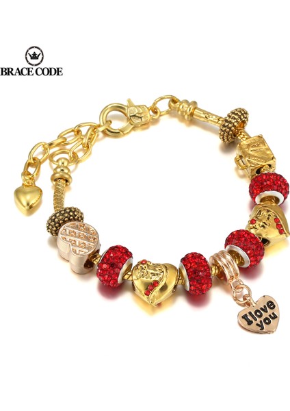 17Cm Tarzı Img-3568 Altın Kristal Aşk Kalp Charm Bilezik Ve Bilezikler Altın Renk Kadınlar Için Güzel Bilezikler Takı Pulseira Feminina (Yurt Dışından)