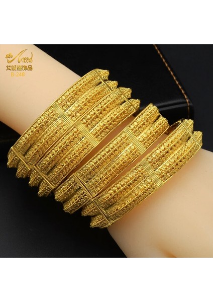 B11-4Pcs Anııd Hint 24K Altın Kaplama Bileklik Bileklik Takı Arapça Hint Kadınlar Charm Lüks Bilezik Afrika Düğün Yıldönümü leri (Yurt Dışından) fiyatları