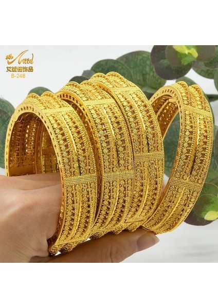 B11-4Pcs Anııd Hint 24K Altın Kaplama Bileklik Bileklik Takı Arapça Hint Kadınlar Charm Lüks Bilezik Afrika Düğün Yıldönümü leri (Yurt Dışından) modelleri