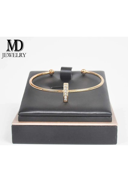 718B M.D Butik Bileklik Popüler Stil Soluk Altın Renk Moda Atmosferi Çok Yönlü Ayarlanabilir Boyut Desen Grafik Bayan Bileklik (Yurt Dışından)