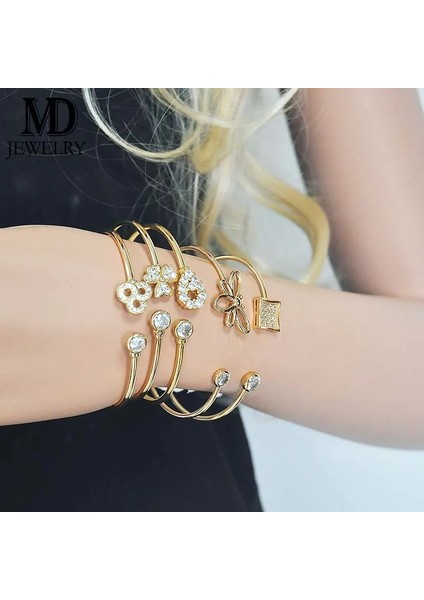 718B M.D Butik Bileklik Popüler Stil Soluk Altın Renk Moda Atmosferi Çok Yönlü Ayarlanabilir Boyut Desen Grafik Bayan Bileklik (Yurt Dışından) modelleri