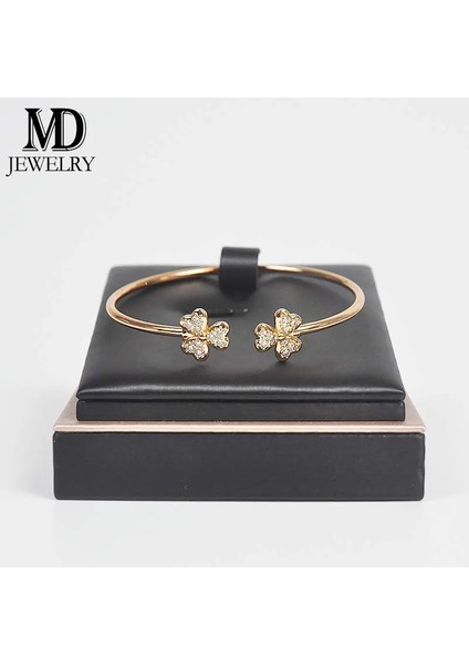 718K M.D Butik Bileklik Popüler Stil Soluk Altın Renk Moda Atmosferi Çok Yönlü Ayarlanabilir Boyut Desen Grafik Bayan Bileklik (Yurt Dışından)