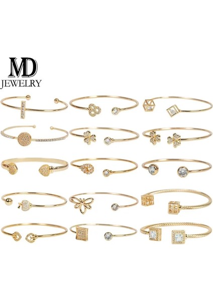 718K M.D Butik Bileklik Popüler Stil Soluk Altın Renk Moda Atmosferi Çok Yönlü Ayarlanabilir Boyut Desen Grafik Bayan Bileklik (Yurt Dışından) fiyatları