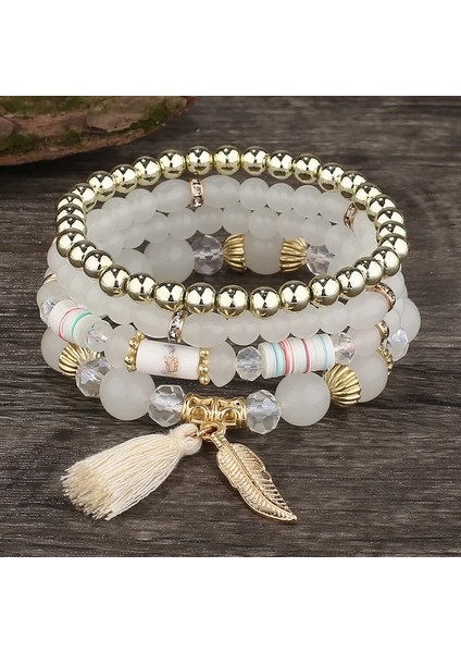 Br18Y0037 Bohemian Renkli Kristal Boncuklar Kadınlar Için Bilezikler Boho Etnik Püskül Elastik Halat El Yapımı Şal Bilezik Pulseira Parti (Yurt Dışından) fiyatları