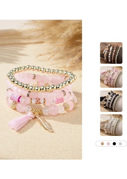 Br18Y0037 Bohemian Renkli Kristal Boncuklar Kadınlar Için Bilezikler Boho Etnik Püskül Elastik Halat El Yapımı Şal Bilezik Pulseira Parti (Yurt Dışından) modelleri