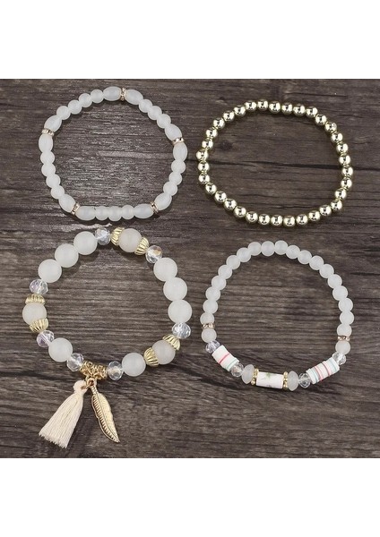 Br18Y0037 Bohemian Renkli Kristal Boncuklar Kadınlar Için Bilezikler Boho Etnik Püskül Elastik Halat El Yapımı Şal Bilezik Pulseira Parti (Yurt Dışından) fırsatları