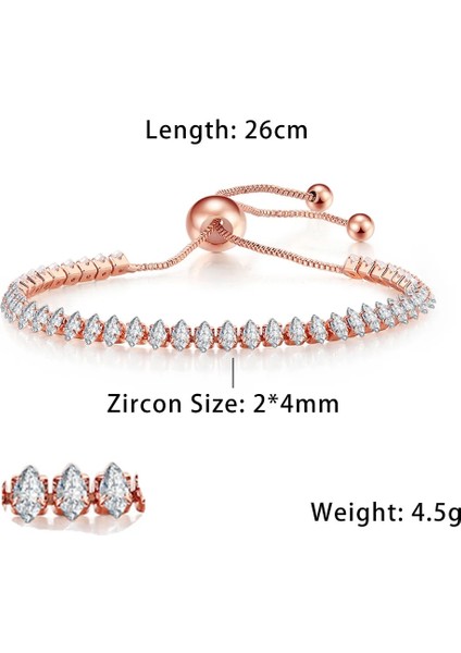 H208-2 Oval Kristal Tenis Bilezikler Kadınlar Için Kore Moda Altın Renk Ayarlanabilir Zirkon Zincir El Bileklik Takı Arkadaş 207 (Yurt Dışından)