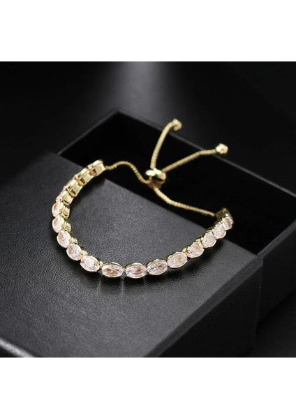 H208-2 Oval Kristal Tenis Bilezikler Kadınlar Için Kore Moda Altın Renk Ayarlanabilir Zirkon Zincir El Bileklik Takı Arkadaş 207 (Yurt Dışından) indirimleri