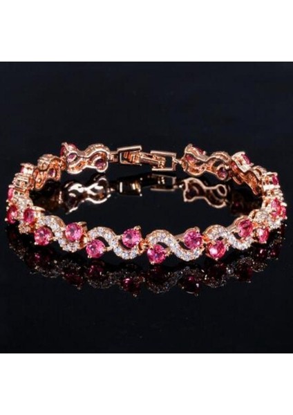 A6895-Pembe Nefis Gizemli Şanslı Renk Kristal Bilezik Charm Gelin Nişan Düğün Takı Anneler Günü si (Yurt Dışından)