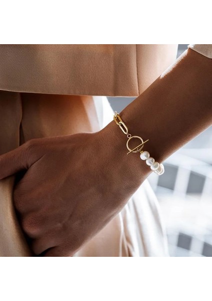 No.3 Boyutu 2021 Moda Kalp Zincir Bilezik Kadın Mizaç Taklit Inci Paslanmaz Çelik Zincir Bilezik Kadınlar Takı Için (Yurt Dışından) fiyatları