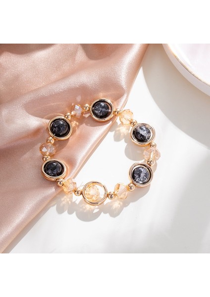 Br23Y0069-7 Kadınlar Için Zarif Pembe Kristal Bilezikler Sevimli Yıldız Ay Opal Zirkon Bilezik Metal Zincir Boncuk Bilezik Kardeş Kız Arkadaşı (Yurt Dışından)