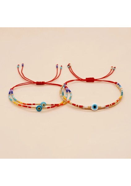 Mı-B220493A Go2Boho Çok Katmanlı Chaarm Bilezikler Kadın Erkek Nazar Boncuklu Kırmızı Halat Şanslı Bilezik Pulsera El Yapımı Takı (Yurt Dışından) fırsatları