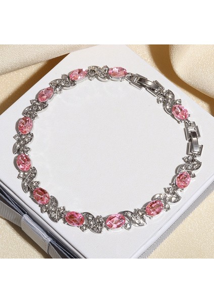 7763-Pembe Nefis Gizemli Şanslı Renk Kristal Bilezik Charm Gelin Nişan Düğün Takı Anneler Günü si (Yurt Dışından)
