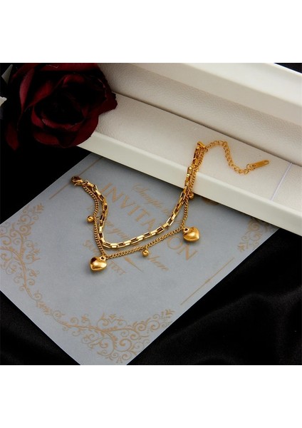 B582 Dıeyuro 316L Paslanmaz Çelik Çok Katmanlı Aşk Kalp Bilezik Kadınlar Için Yüksek Li Altın Renk Paslanmaz Çelik Kızlar Bilek Takı (Yurt Dışından) fırsatları