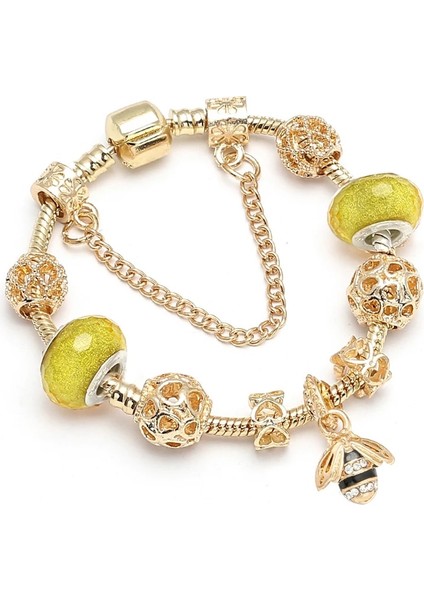 17Cm Tarzı No.39 Boyutu Baopon Lüks Kristal Arılar Altın Renk Charm Bilezik Kız Murano Cam Boncuk Güzel Bilezik Kadınlar Için Çift Dıy Takı (Yurt Dışından) indirimleri