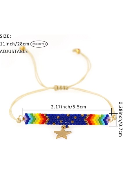 Mı-B220295A Go2Boho Bohemia Renkli Boncuklu Bilezikler Yıldız Aksesuarları El Yapımı Boho Takı Dantel-Up Charm Bilezik Kadın Erkek Için (Yurt Dışından)