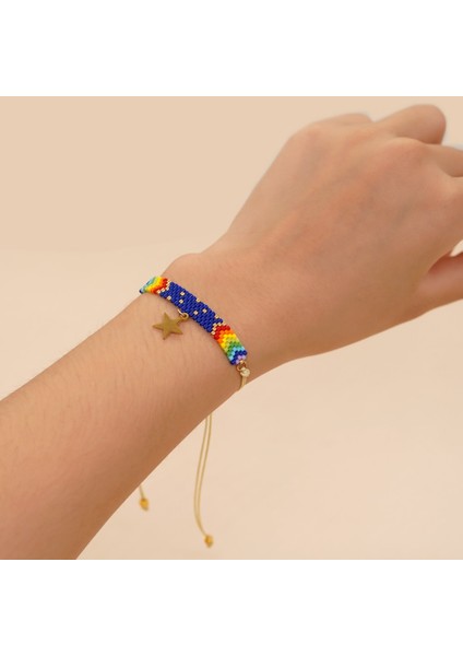 Mı-B220295A Go2Boho Bohemia Renkli Boncuklu Bilezikler Yıldız Aksesuarları El Yapımı Boho Takı Dantel-Up Charm Bilezik Kadın Erkek Için (Yurt Dışından)